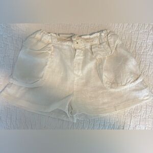 Zara Girls White Linen Cargo Nautical Shorts Size 5-6